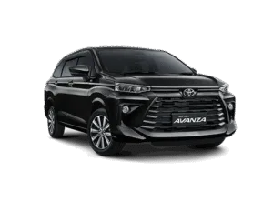 Toyota Avanza hitam tampak depan untuk layanan rental mobil Jakarta dengan driver profesional