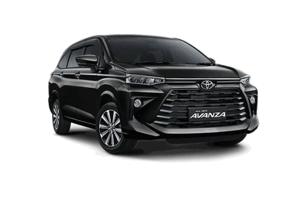 Toyota Avanza hitam tampak depan untuk layanan rental mobil Jakarta dengan driver profesional