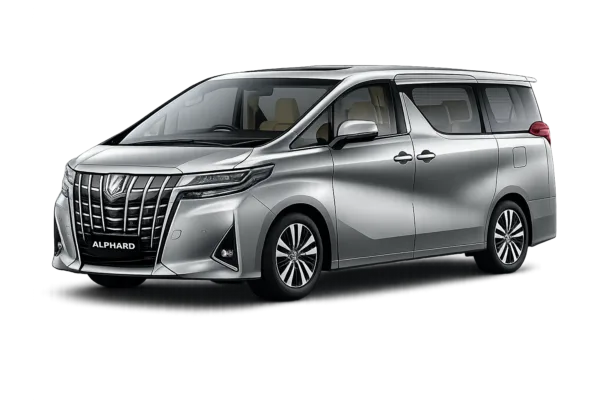 Toyota Alphard abu-abu tampak samping untuk layanan sewa mobil premium Jakarta dengan driver profesional