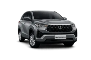 Toyota Innova Zenix Type Q abu-abu tampak depan untuk layanan sewa mobil Jakarta dengan driver profesional